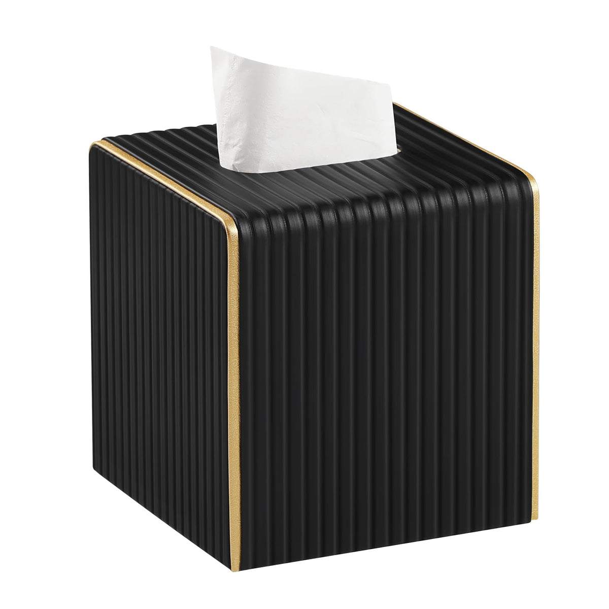 Square PU Leather Tissue Box Cover with Magnetic Closure, Decorative Tissue Holder & Storage Container for Bedroom, Living Room, Dining Room, Bathroom, Countertop, Desk (Square Green)