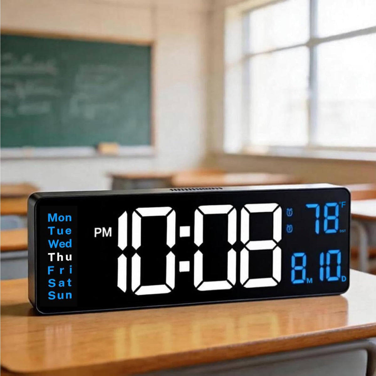 Digital Clock Large Display, 16" Large Digital Wall Clock for Classroom, Led Big Wall Clocks with Remote Control,Date,Week,Alarm,Temp,Night Light for Bedroom,Living Room,Gym,Office