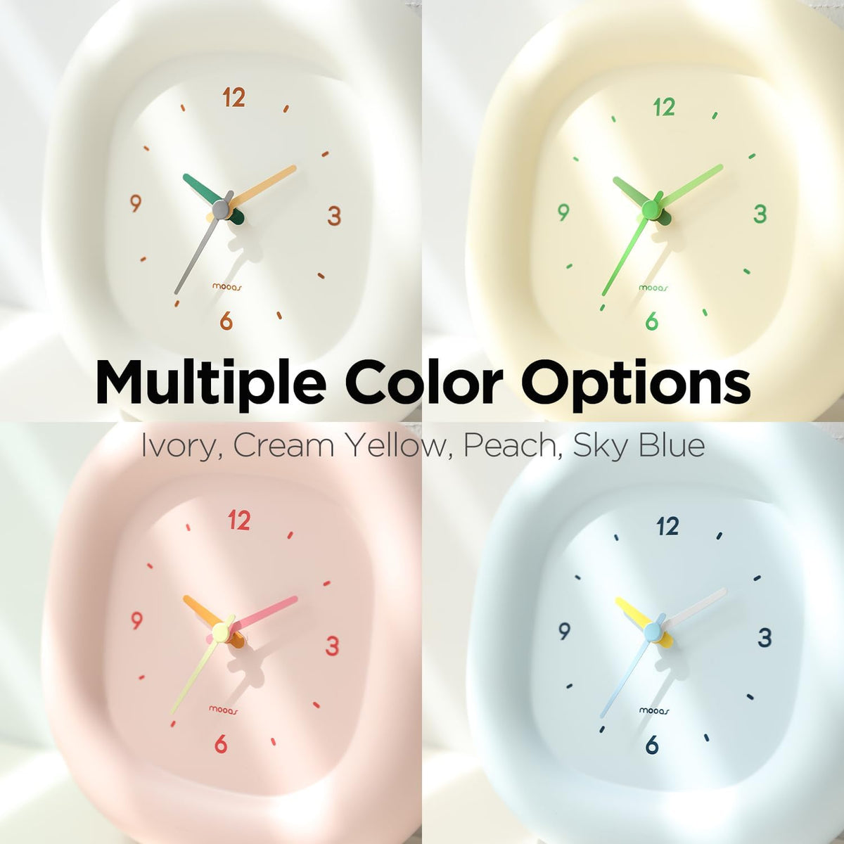 mooas Cute Mini Analog Marshmallow Clock 6.9 Inch Battery Operated (Yellow)