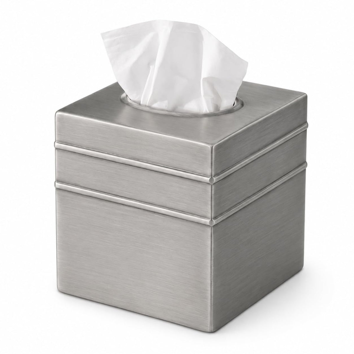 Monarch Abode Tissue Box Cover Square – Handcrafted Border Embossed Pewter Metal Tissue Holder Box for Bathroom Accessory, Aesthetic Decorative Facial Napkin Cube for Modern Home Decor