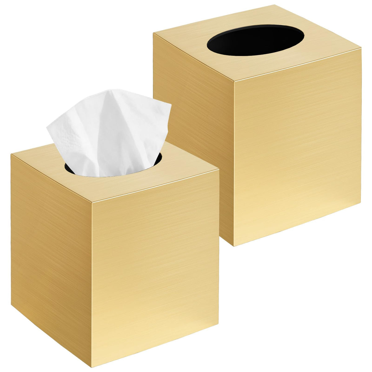 Tissue Box Cover, Square Plastic Tissue Holder with Non-Slip Base, Black