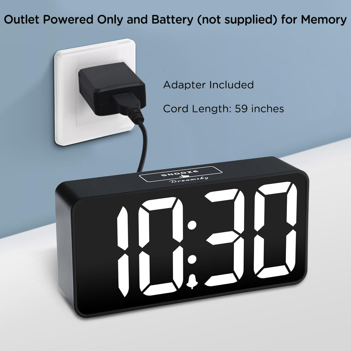 DreamSky Small Digital Alarm Clock for Bedroom, Large Big Numbers Display