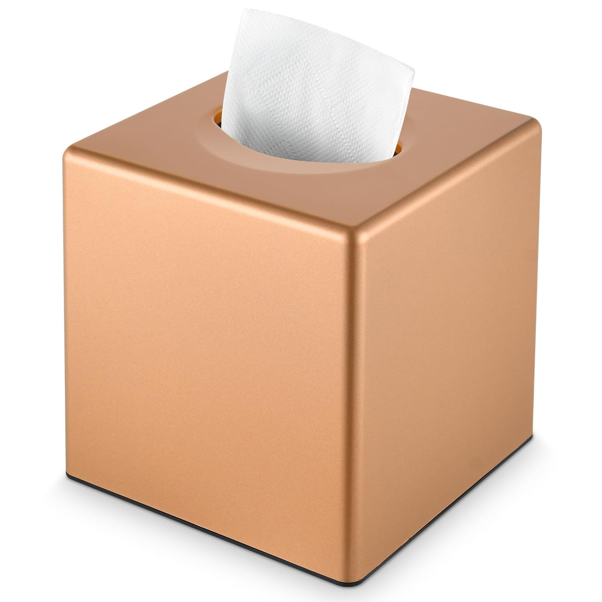 Y-in Hand Tissue Box Cover, Square Facial Tissue Holder with Bottom, White