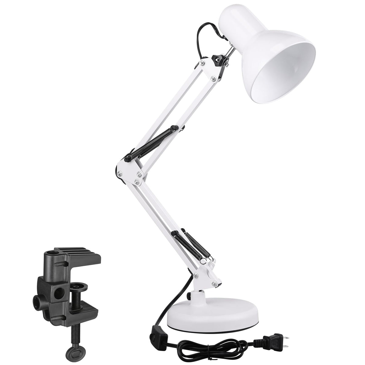 TORCHSTAR Metal Desk Lamp, Adjustable Swing Arm, E26, Black