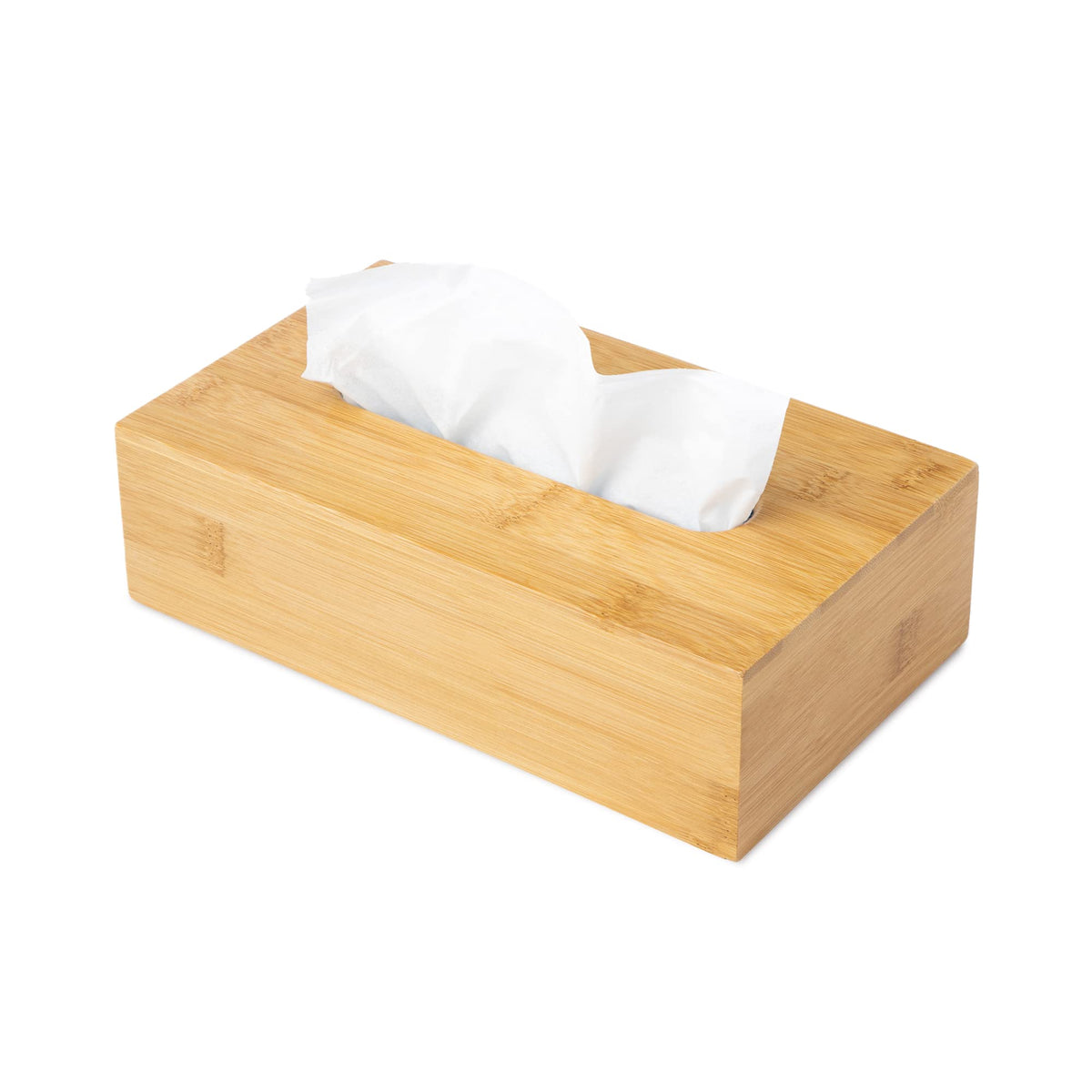 JUSK Design Tissue Box Holder - Modern, Minimalist, Durable Wooden Bamboo Box with Sliding Bottom, Easy-Refill - Premium-Quality Bamboo Cover, Square