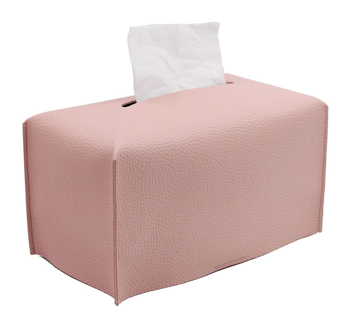 Livelab Tissue Box Cover, Modern Decorative PU Leather Rectangular Tissue Box Case Organizer Holder for Vanity Countertop, Night Stands, Livingroom, Office Desk & Car 9.5X5X5'' | Off White