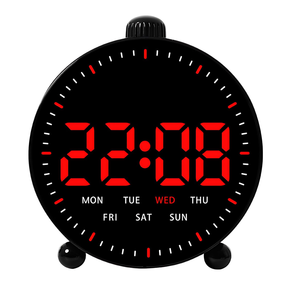 Maxspace 4.5inch Digital Alarm Clock with LED Display, Plug in or Battery Operated Silent No-Ticking Table Clock, Small Bedside Clock for Office/Mantle/Desktop (White - Blue Light)
