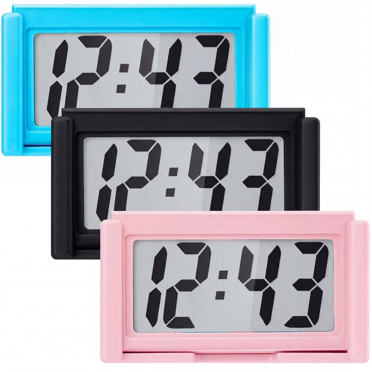 Frienda 3 Pieces Mini Small Digital Clock Stick On,Black