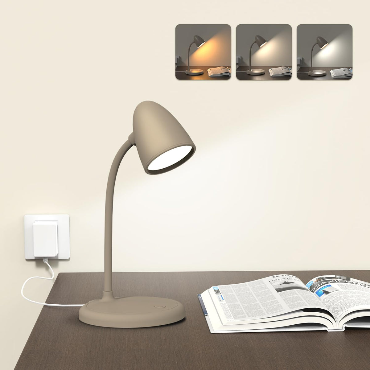 LED Desk Lamp for Home Office,Dimmable Table Lamp 3 Light Colors