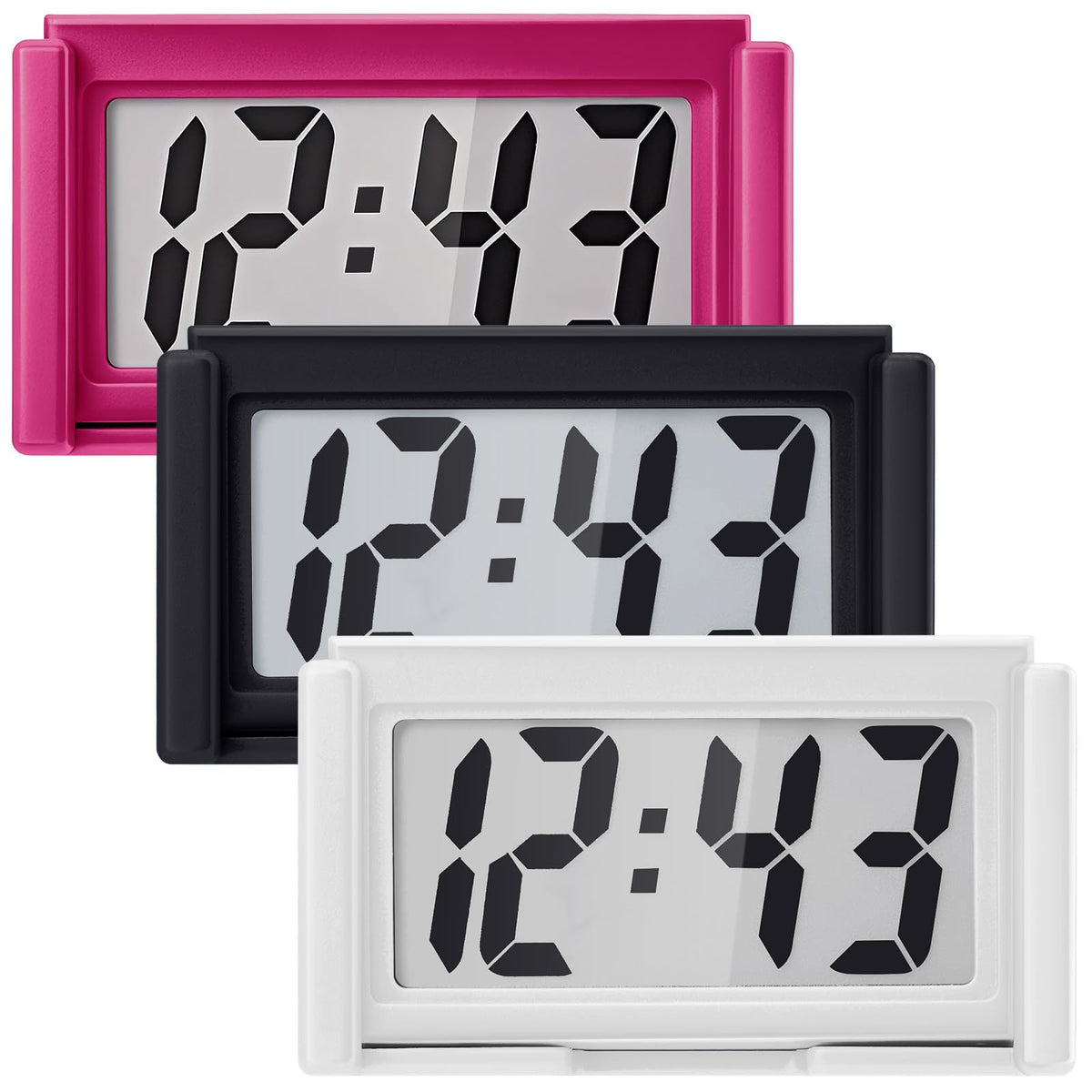 Frienda 3 Pieces Mini Small Digital Clock Stick On,Black