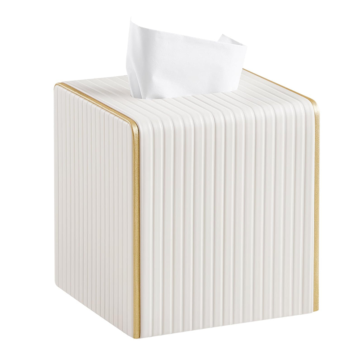 Square PU Leather Tissue Box Cover with Magnetic Closure, Decorative Tissue Holder & Storage Container for Bedroom, Living Room, Dining Room, Bathroom, Countertop, Desk (Square Green)