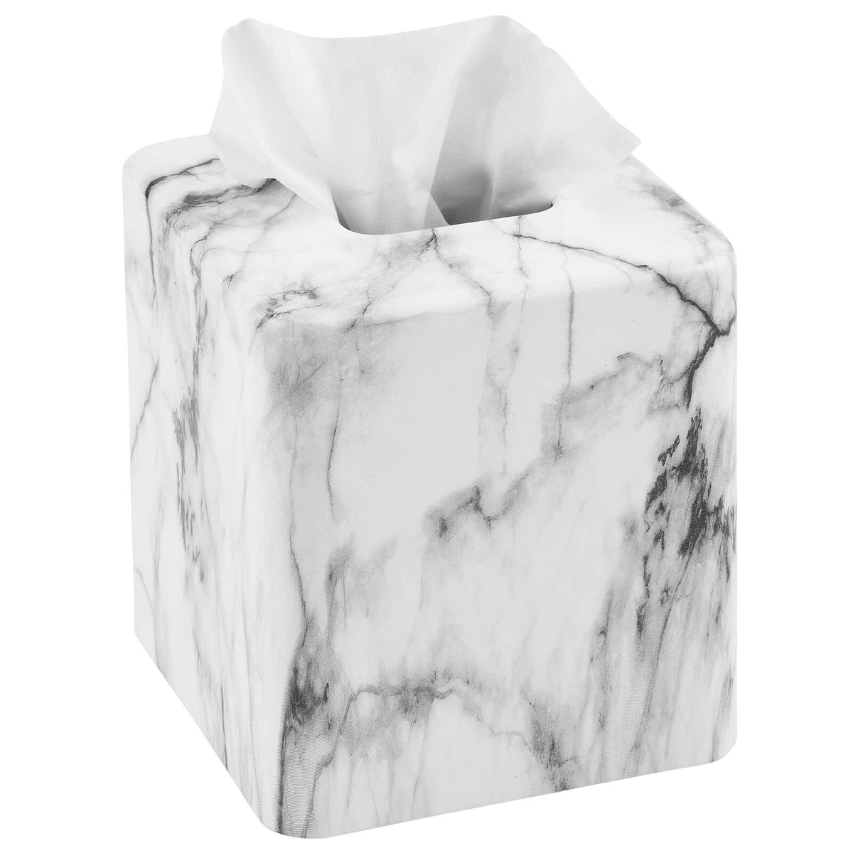 mDesign Tissue Box — Decorative Tissue Box Holder for Bedrooms, Bathrooms and More — Square Tissue Box Cover for Facial and Cosmetic Tissues — Black