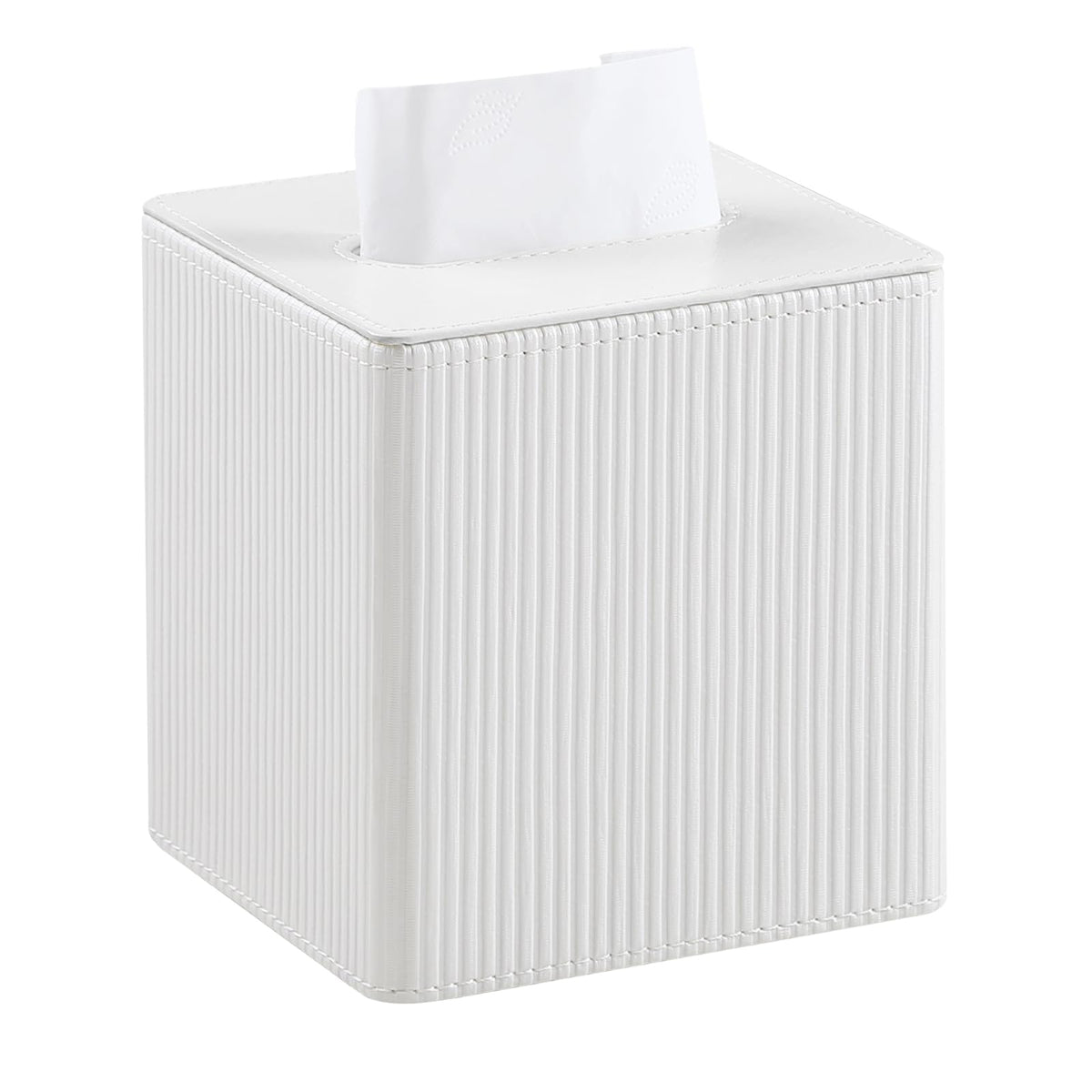 PU Leather Square Tissue Box Cover Tissue Box Holder Cube (Beige)