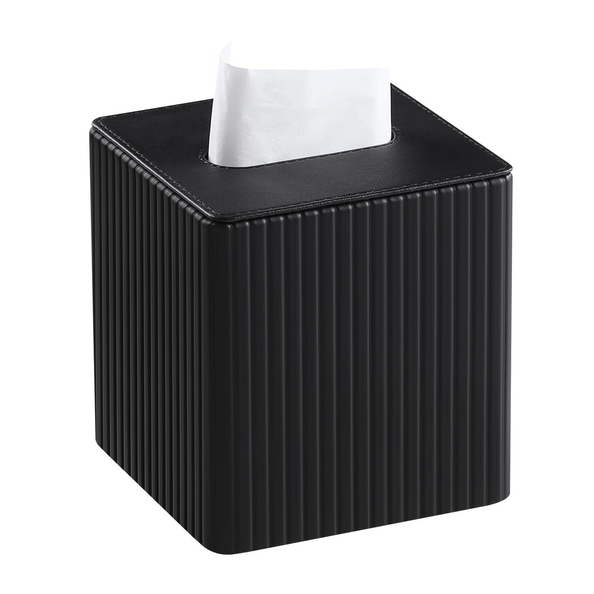 PU Leather Tissue Box Cover, Square Tissue Holder (Olive Green)