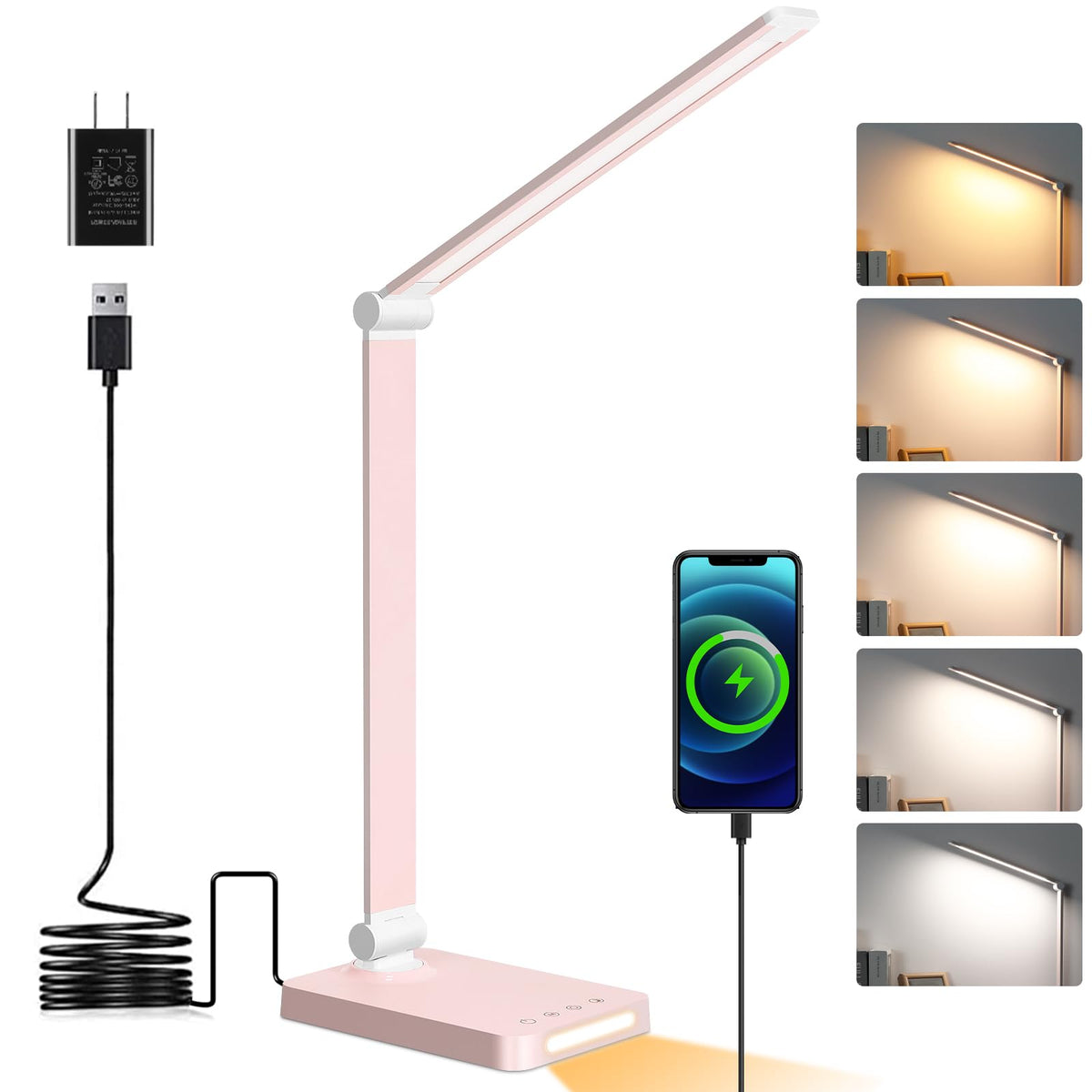LED Desk Lamp with USB Ports,Touch Desk Lamps for Home Office with 5 Modes