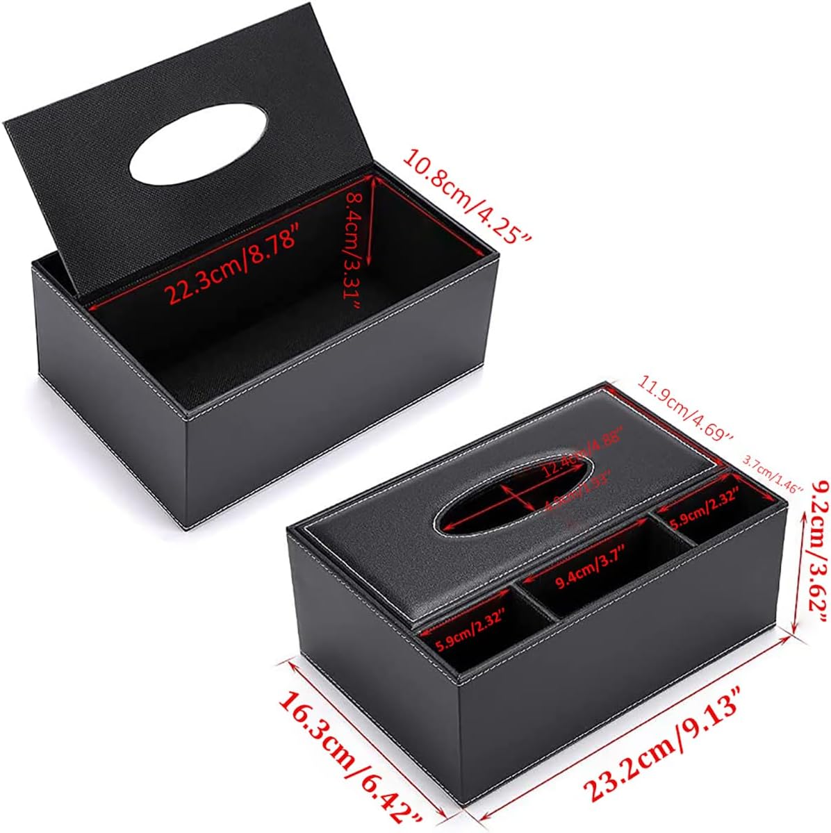 PU Leather Household Office Rectangular Tissue Box Storage Organizer Box