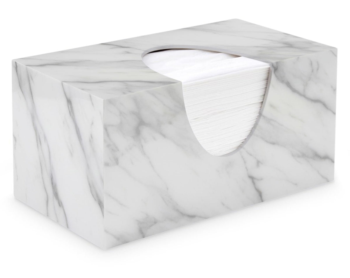 Tissue Box Cover Holder Square Marble Tissue Box Holder Bathroom Vanity Nightstand Bedroom Livingroom Decorative Decor Toilet Organizer Tissues (Marble, Square)