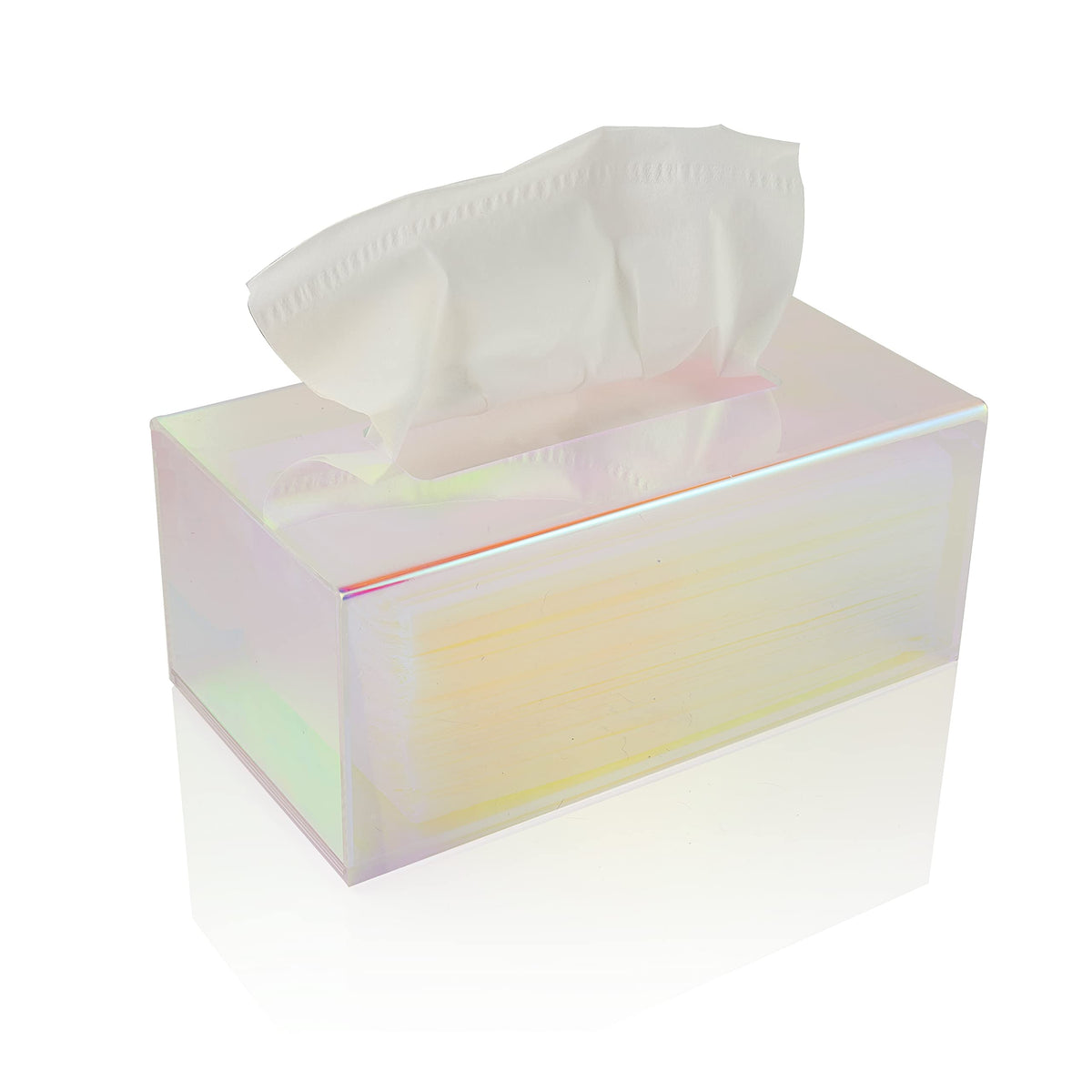 Acrylic Tissue Box Holder, Clear Dispenser for Facial Tissues, Napkins, and Dryer Sheets. Perfect for Bathrooms, Desks, Countertops, Vanities, Bedrooms, and Nightstands (Rectangle, Marble)