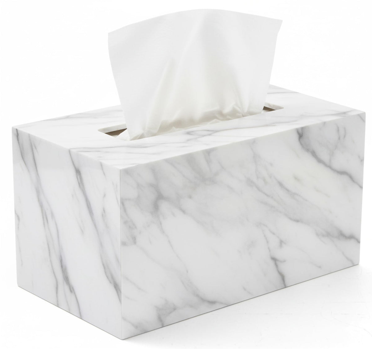 Tissue Box Cover Holder Square Marble Tissue Box Holder Bathroom Vanity Nightstand Bedroom Livingroom Decorative Decor Toilet Organizer Tissues (Marble, Square)