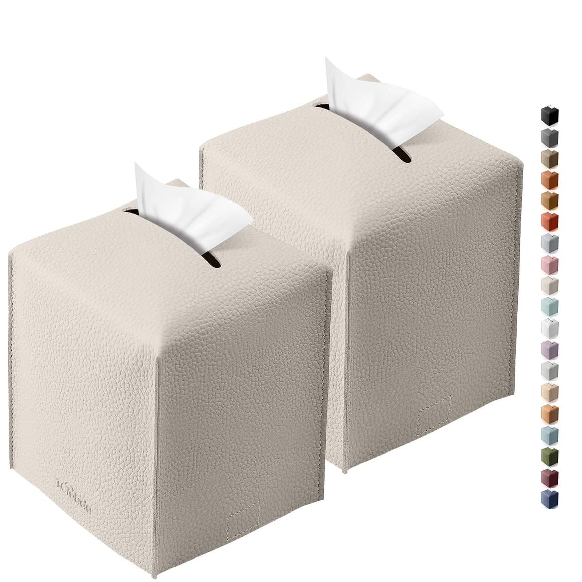 Tissue Box Cover for PU Leather, Modern Simple Solid Color Holder Square Tissue Bag, Ideal for Bathrooms,Office,Car,Outdoor Tent,Dining Table,5"X5"X5", Single Cocoa Brown
