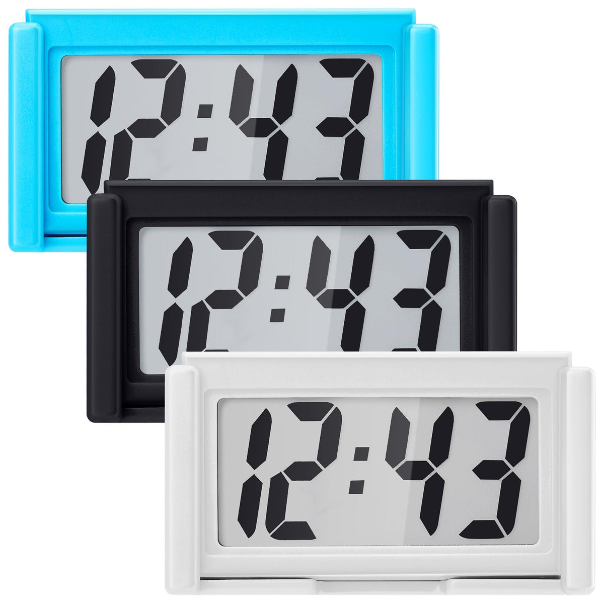Frienda 3 Pieces Mini Small Digital Clock Stick On,Black