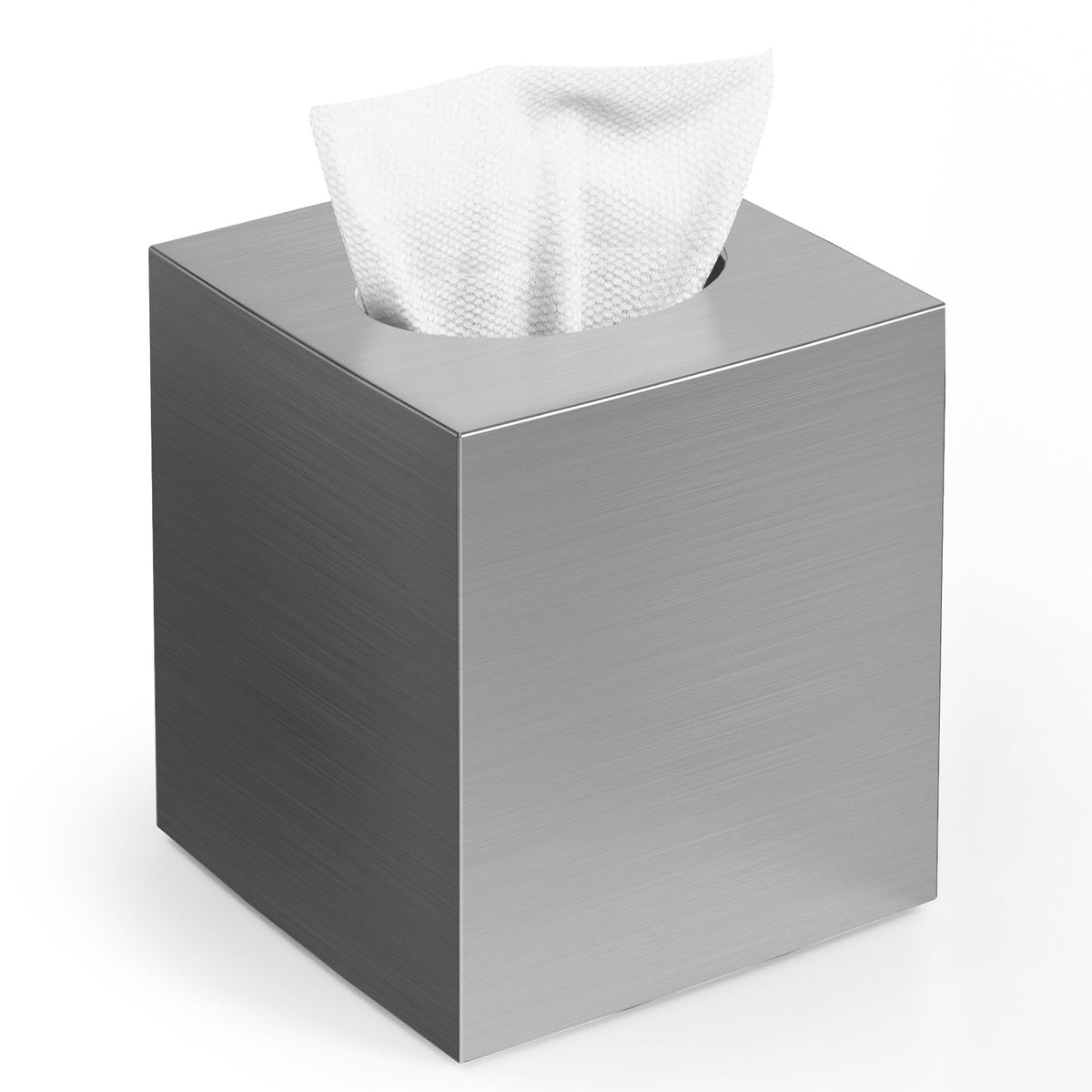 Tissue Box Cover, Square Plastic Tissue Holder with Non-Slip Base, Black