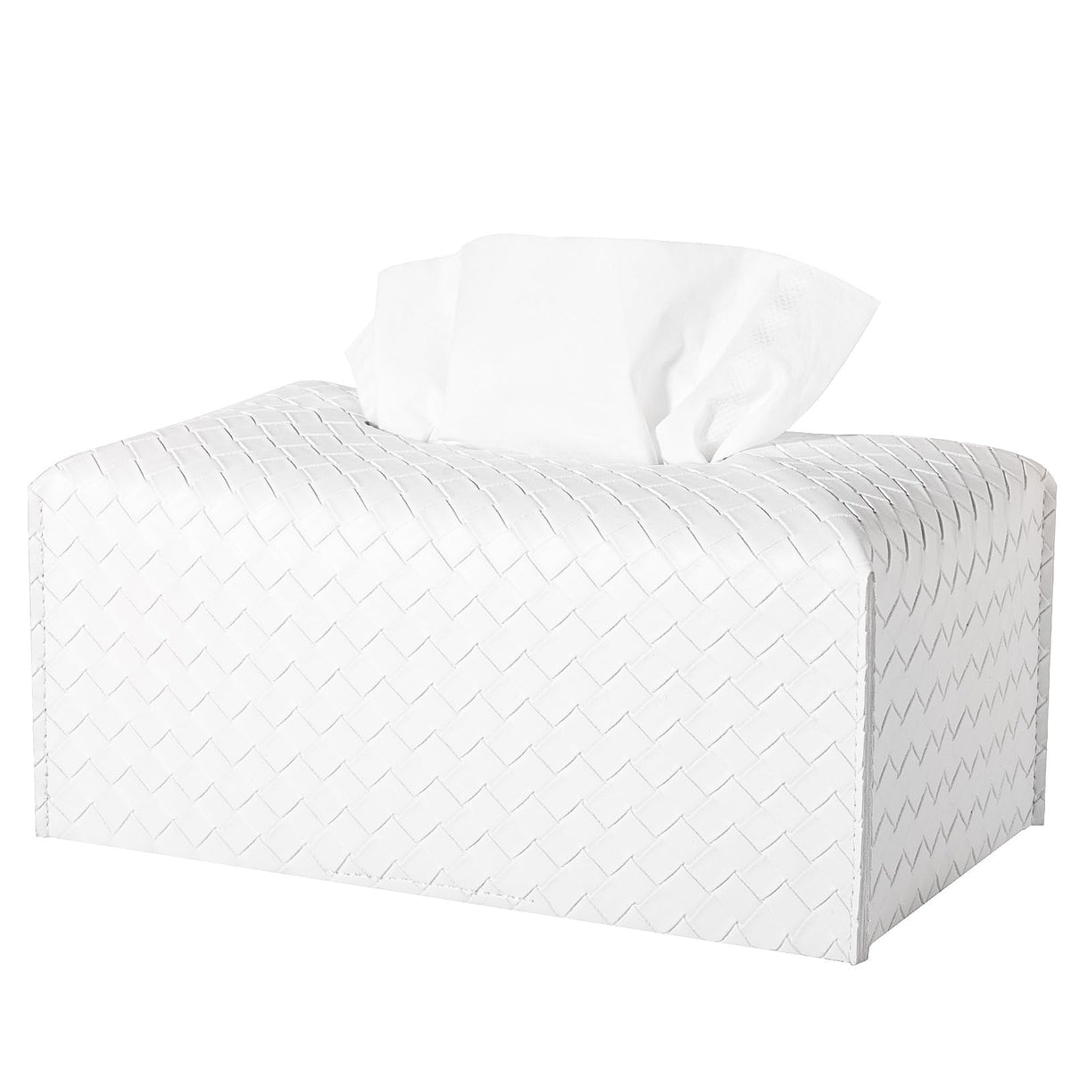 Tissue Box Cover PU Leather Tissue Holder Square Facial Tissue Case Facial Paper Organizer Dispenser for Bathroom, Vanity Countertop, Tabletop, Car, Rectangle, Griege