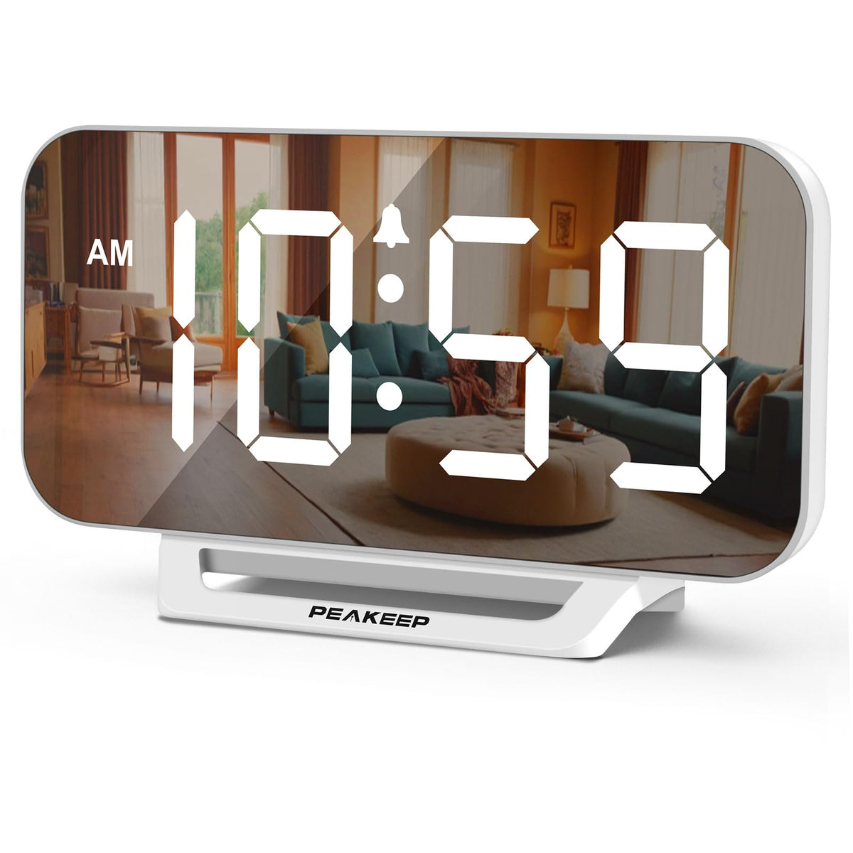 Peakeep Slim Digital Mirror Aesthetic Alarm Clock for Bedrooms Desk Decor