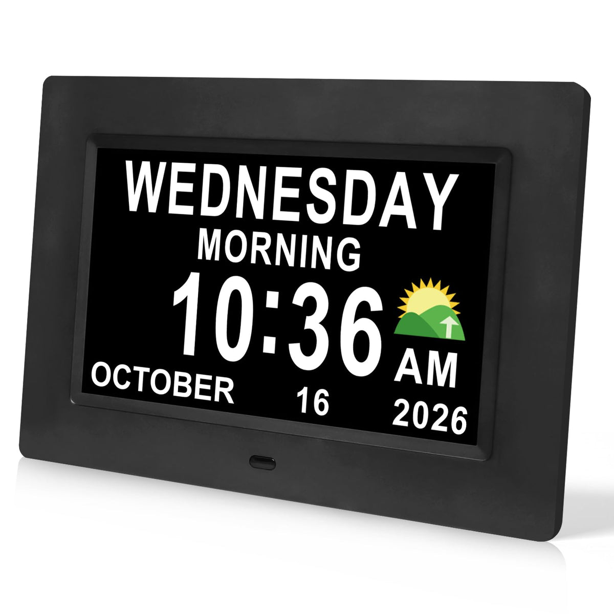 SSINI Digital Calendar Dementia Alarm Clock with Day and Date for Elderly - 15 Alarms 5 Colors Display Large Display Alzheimers Clock Large Digital Clock for Seniors (7in Black)