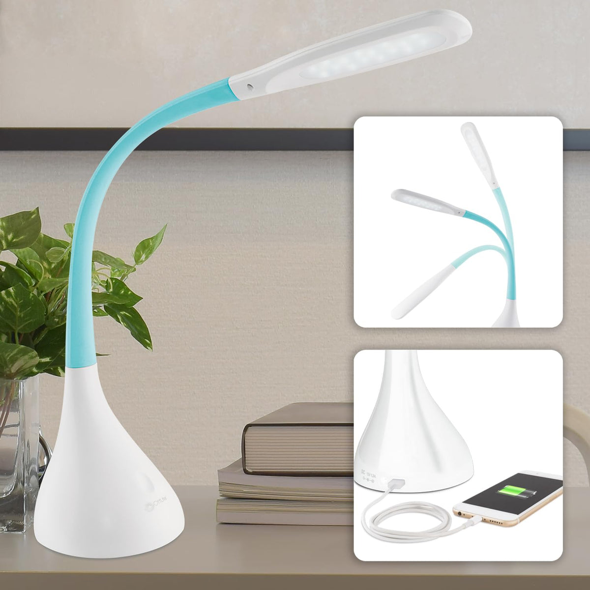 OttLite Creative Curves LED Desk Lamp, Black