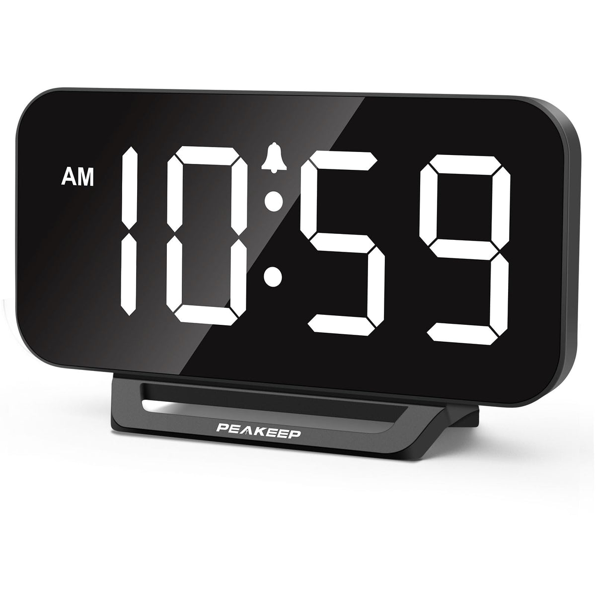 Peakeep Slim Digital Mirror Aesthetic Alarm Clock for Bedrooms Desk Decor