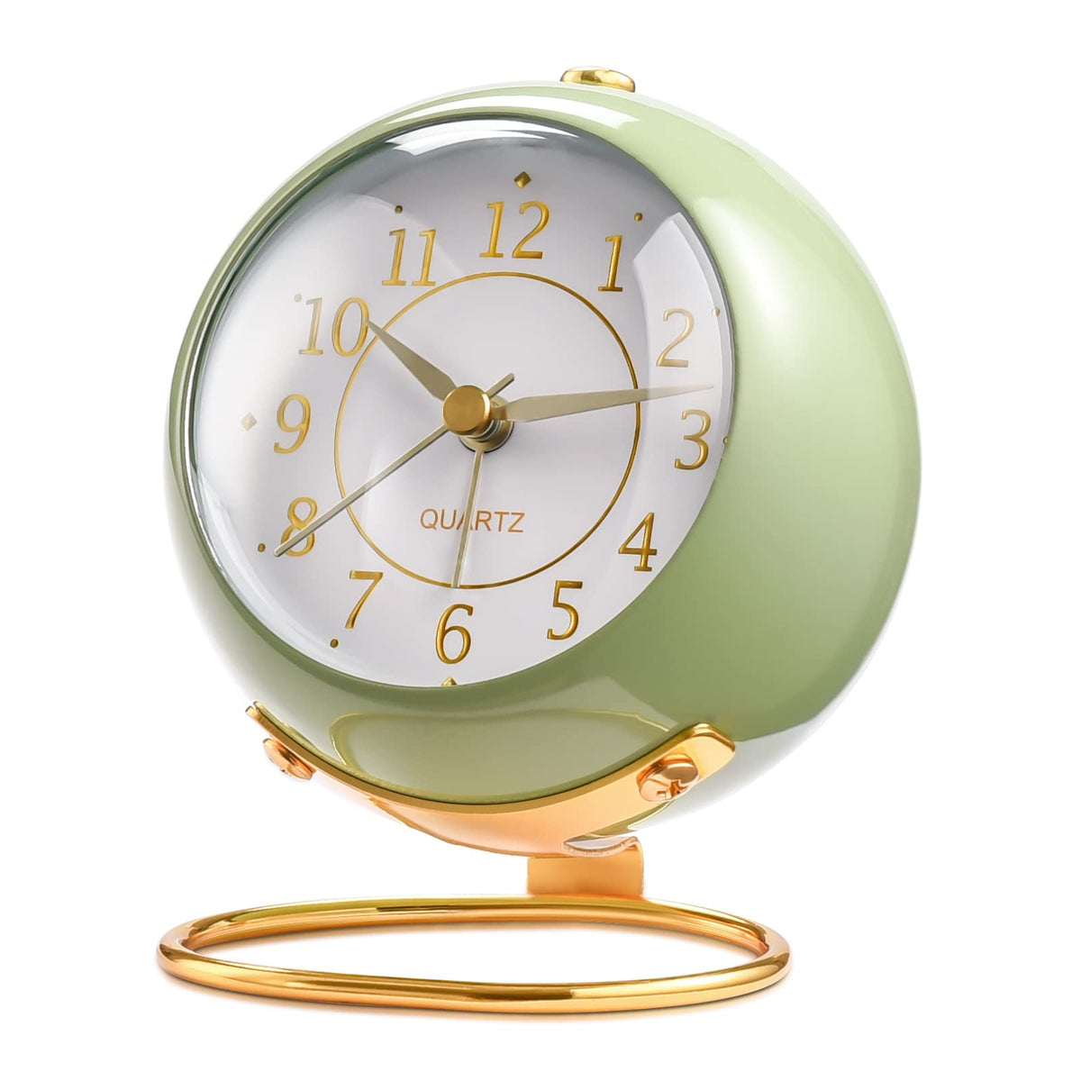 Tetino Analog Alarm Clocks,Retro Backlight Cute Simple Design Small Desk Clock with Night Light,Silent Non-Ticking,Battery Powered,for Decor,Bedrooms,Travel,Kitchen,Bedside Desktop.(White)
