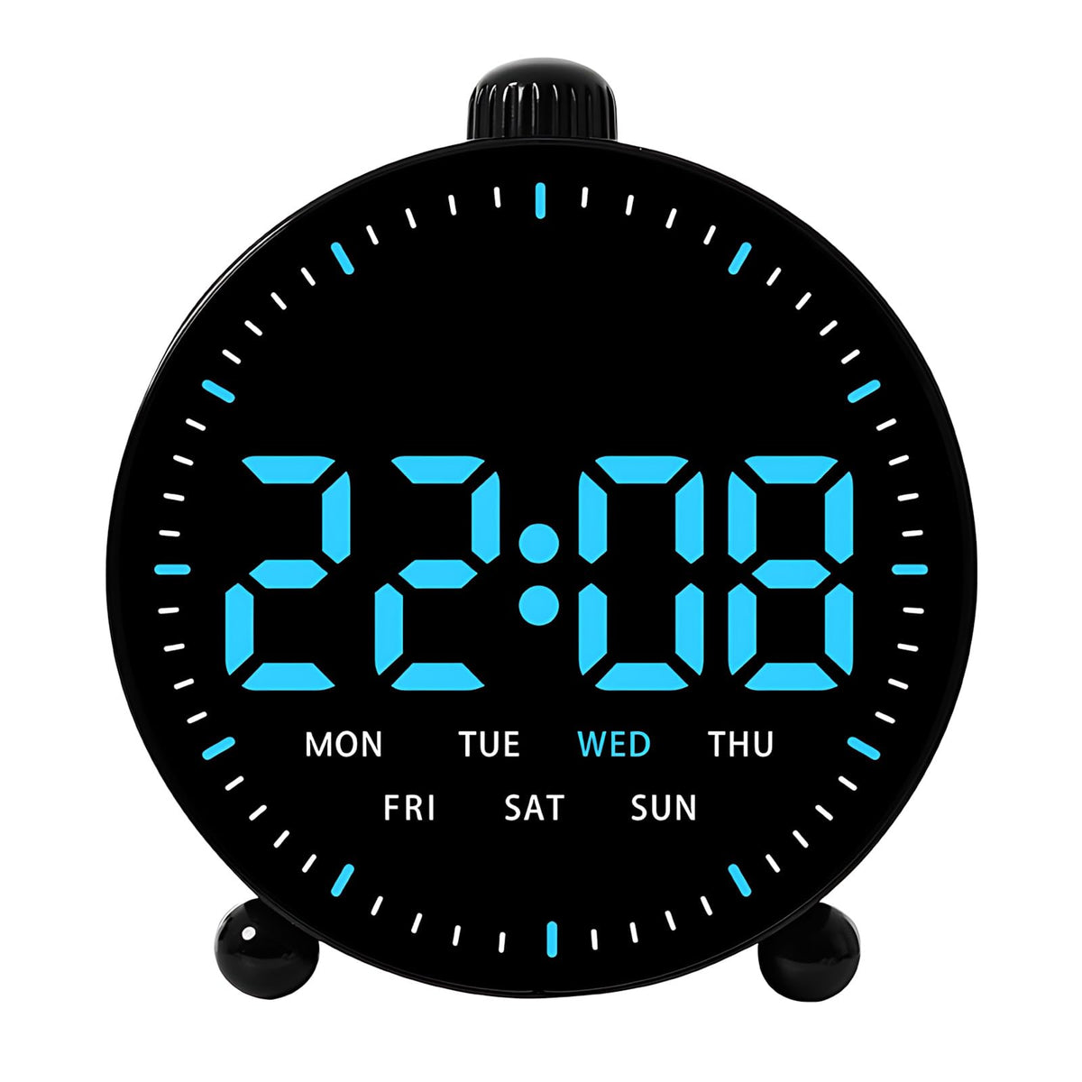 Maxspace 4.5inch Digital Alarm Clock with LED Display, Plug in or Battery Operated Silent No-Ticking Table Clock, Small Bedside Clock for Office/Mantle/Desktop (White - Blue Light)