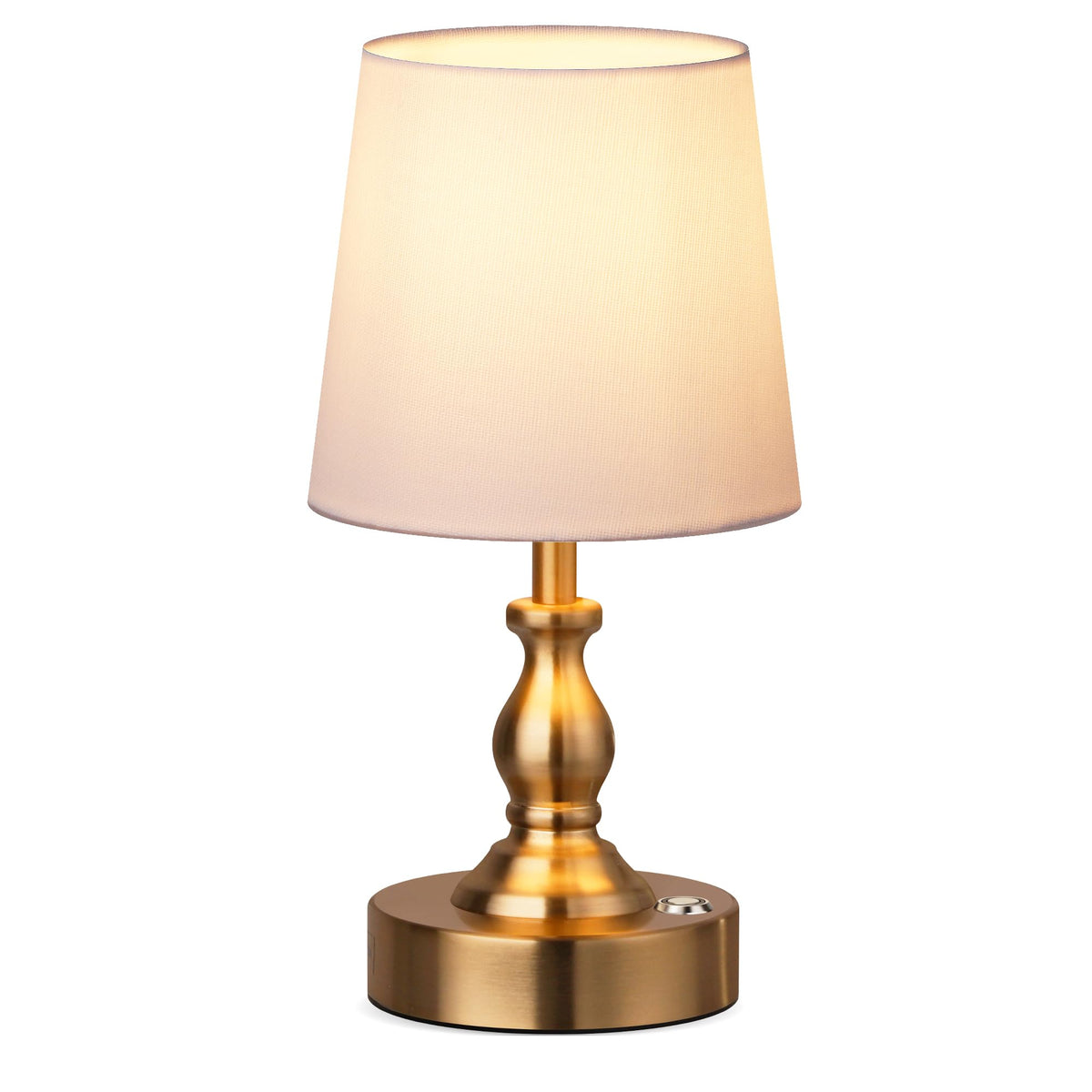 PARTPHONER Mini Cordless LED Table Lamp, 5200mAh Rechargeable Battery Operated Lamp, 3-Level Brightness, Touch Dimmable Desk Lamp, Bedside Night Light for Patio Camping Restaurant Home, Antique Brass
