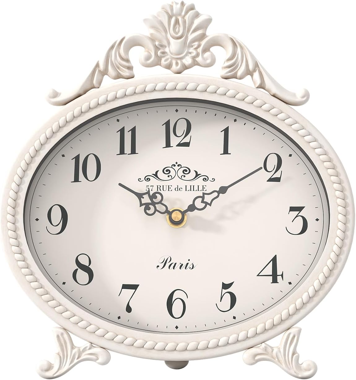 Abdurey Vintage Table Clock,Antique White French Rustic Style Mantel Clock