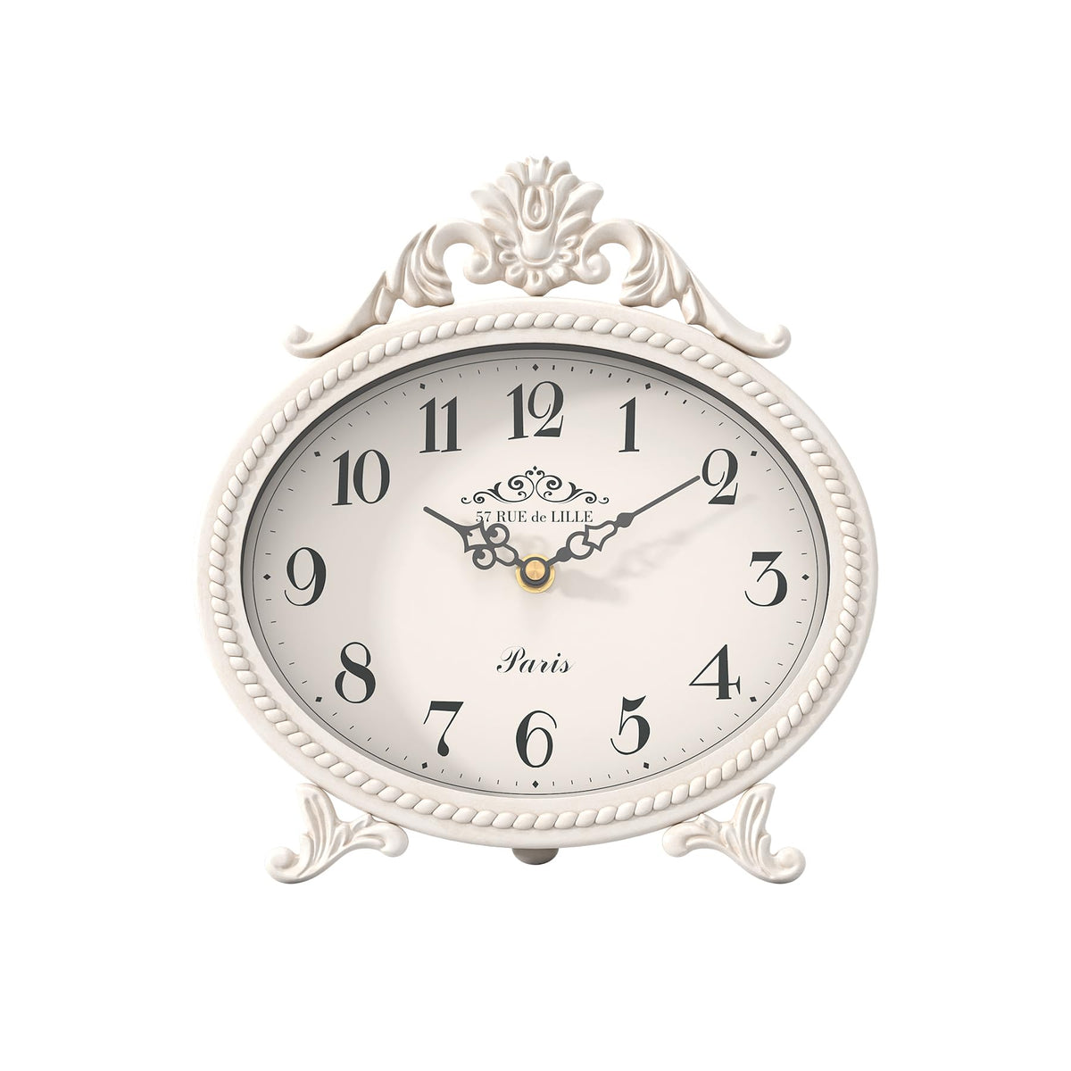 Abdurey Vintage Table Clock,Antique White French Rustic Style Mantel Clock