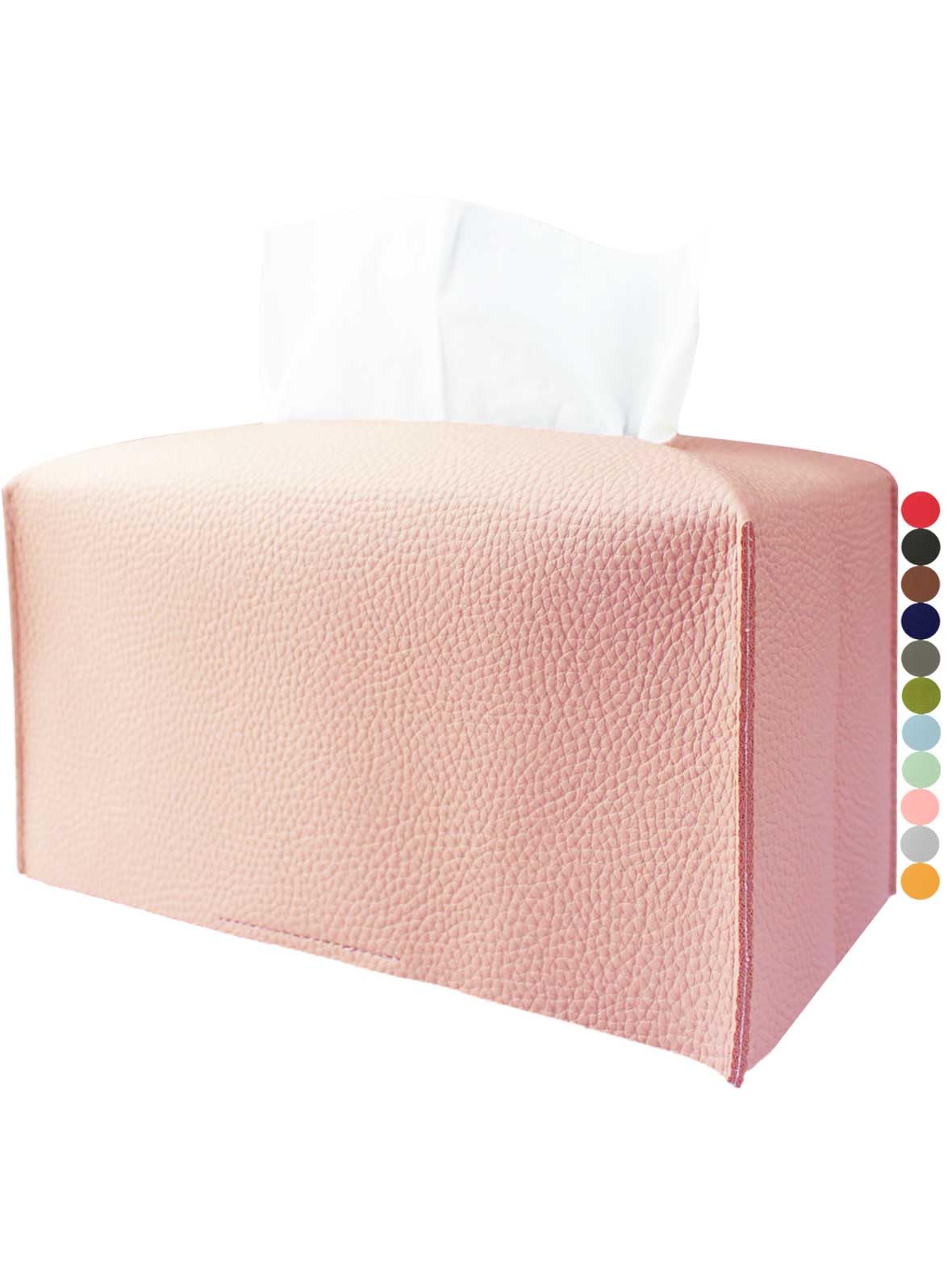Extra Large Tissue Box Cover Rectangular – Plus Size Tissue Box Holder with Bottom Belt [JESMINI, White] Decorative Faux Leather Long Rectangle Tissue Holder for Bathroom/Home/Car/Office Decor
