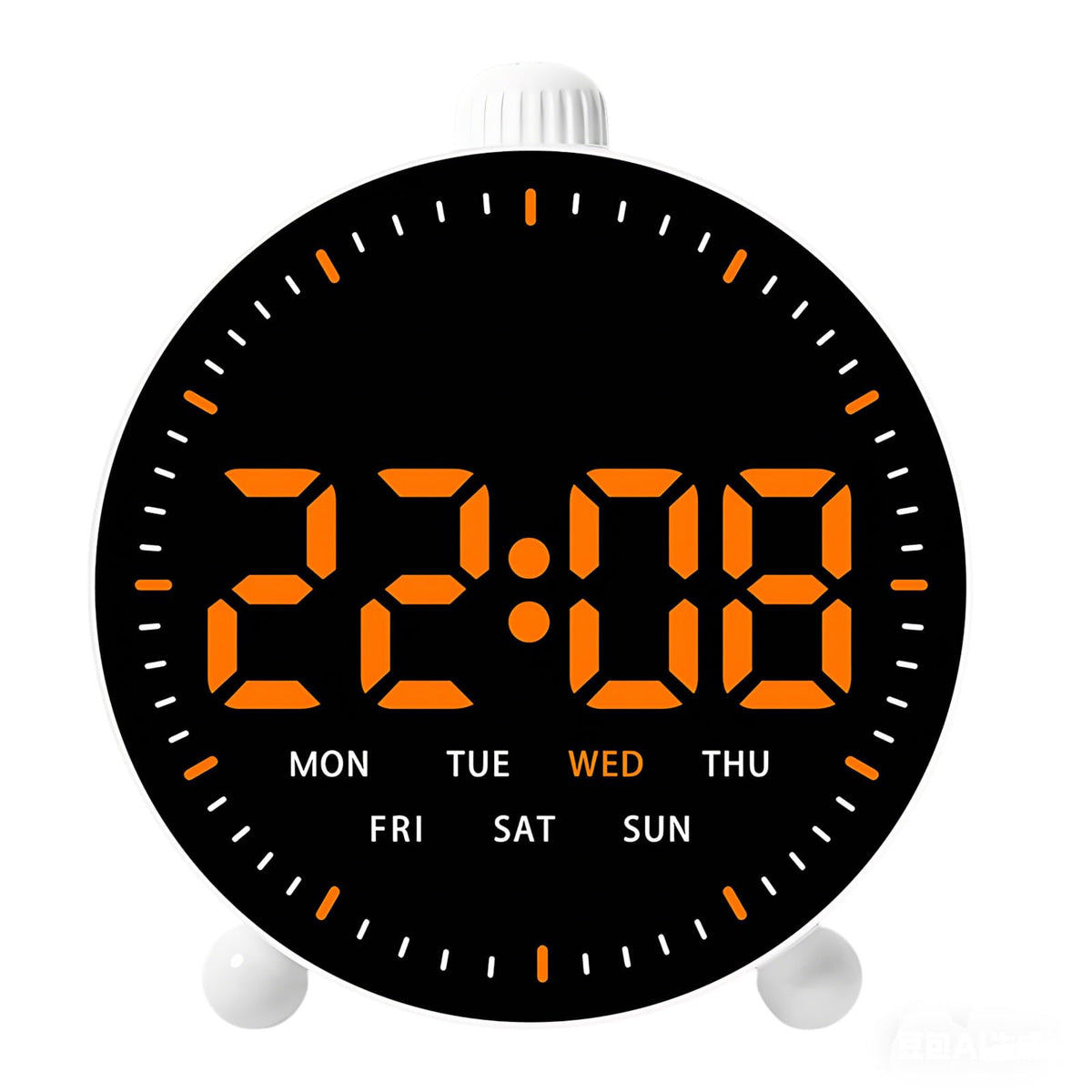 Maxspace 4.5inch Digital Alarm Clock with LED Display, Plug in or Battery Operated Silent No-Ticking Table Clock, Small Bedside Clock for Office/Mantle/Desktop (White - Blue Light)