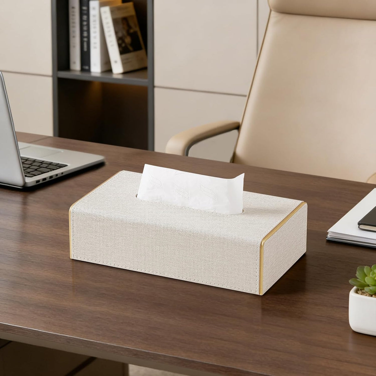Low Profile Tissue Box Cover Rectangle with Magnetic Closure