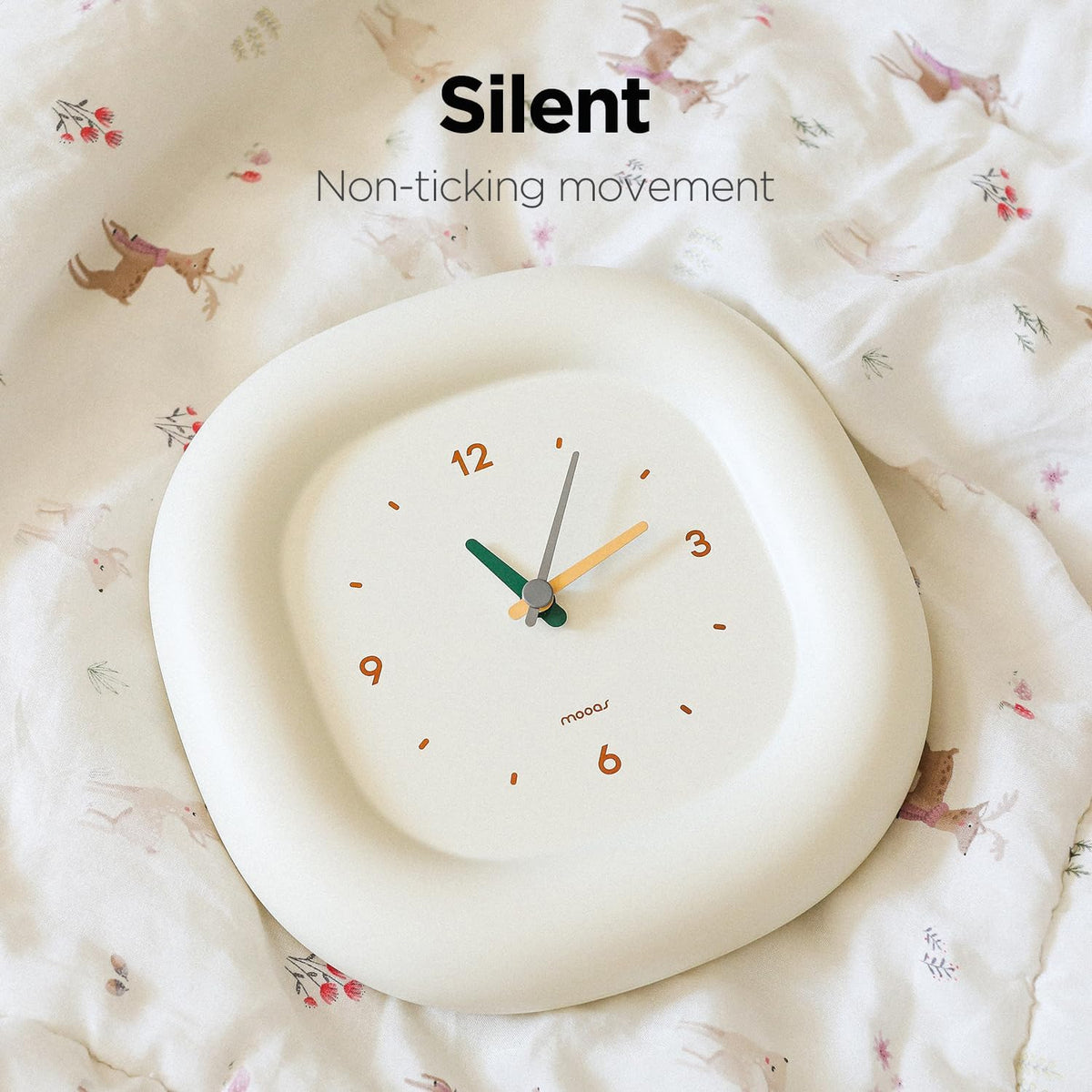 mooas Cute Mini Analog Marshmallow Clock 6.9 Inch Battery Operated (Yellow)