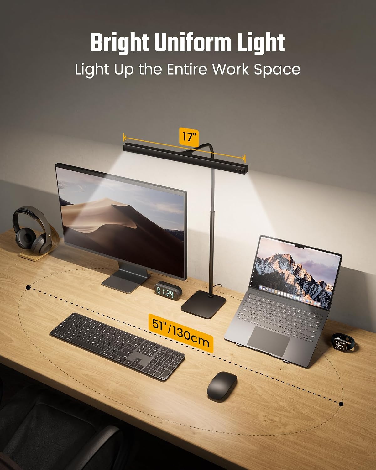 SUPERDANNY LED Desk Lamp for Home Office, Eye-Caring Desk Light with Base