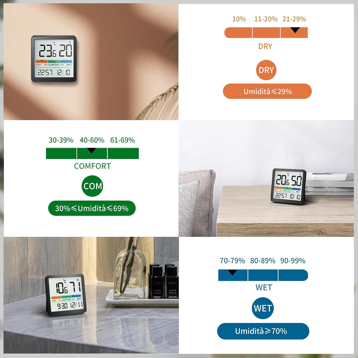 Digital Hygrometer Indoor Thermometer, Humidity Monitor with Calibration