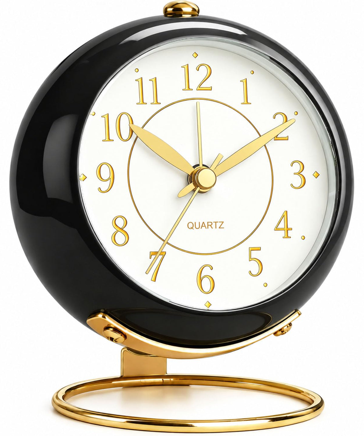 Analog Alarm Clock, Retro Small Desk Clock with Night Light, Backlight Cute Simple Design, Silent Non-Ticking, Battery Powered, for Bedroom,Travel,Kitchen,Bedside Desktop Decor