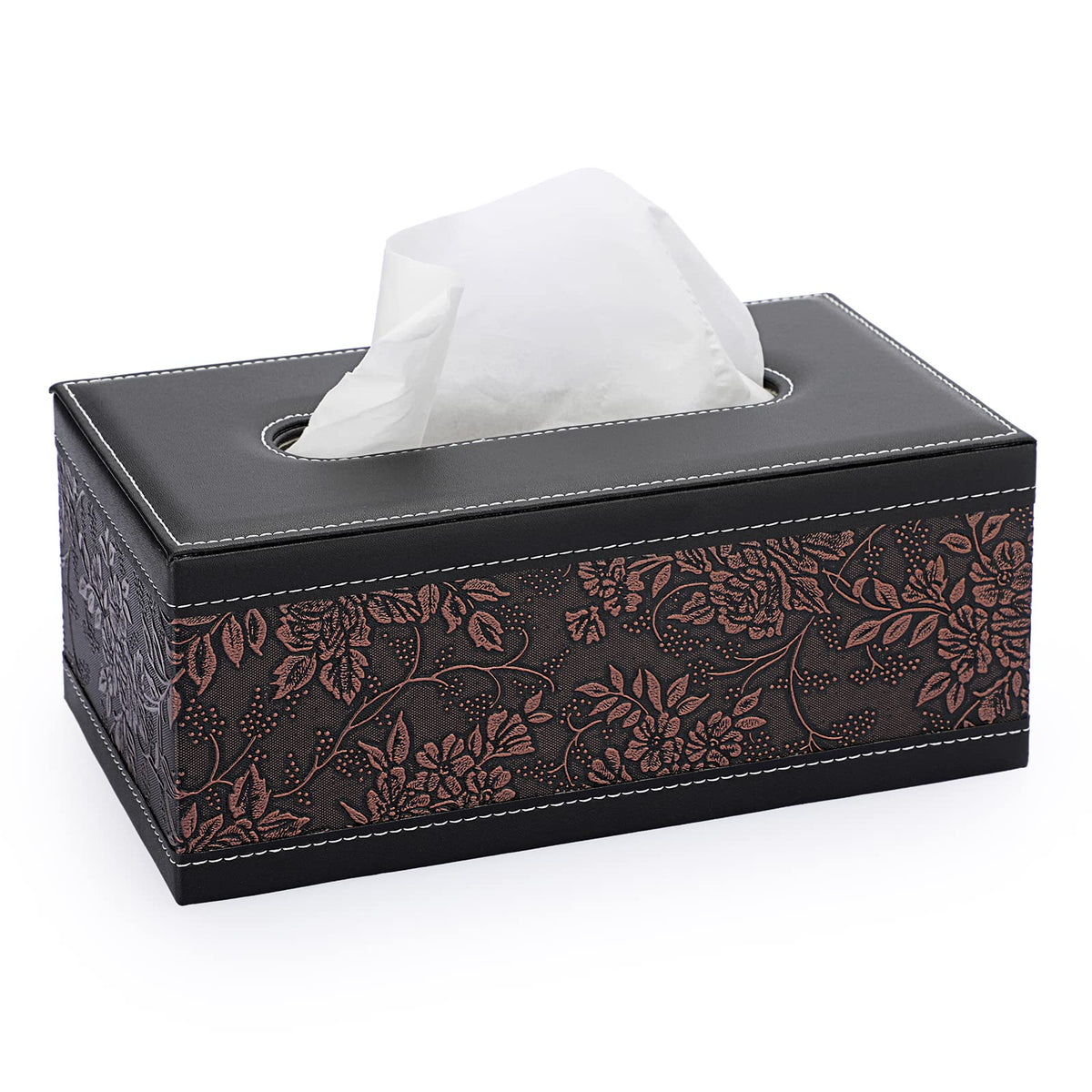 Sumnacon Tissue Box Cover Rectangle Linen Tissue Box Holder，Magnetic Bottom