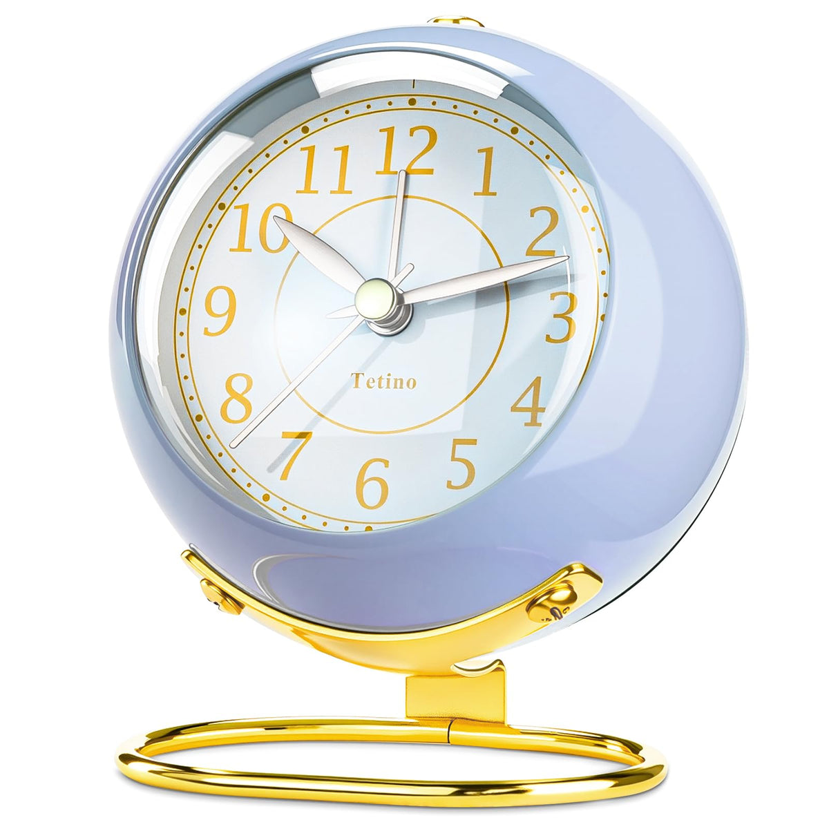 Tetino Analog Alarm Clocks,Retro Backlight Cute Simple Design Small Desk Clock with Night Light,Silent Non-Ticking,Battery Powered,for Decor,Bedrooms,Travel,Kitchen,Bedside Desktop.(White)