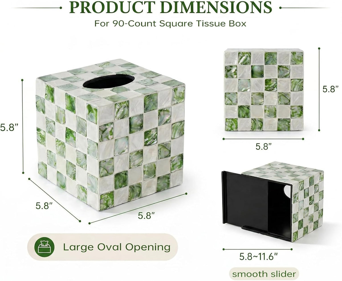 Coeusy Capiz Shell Tissue Box Cover, Decorative Tissue Box Holder, 5.8''