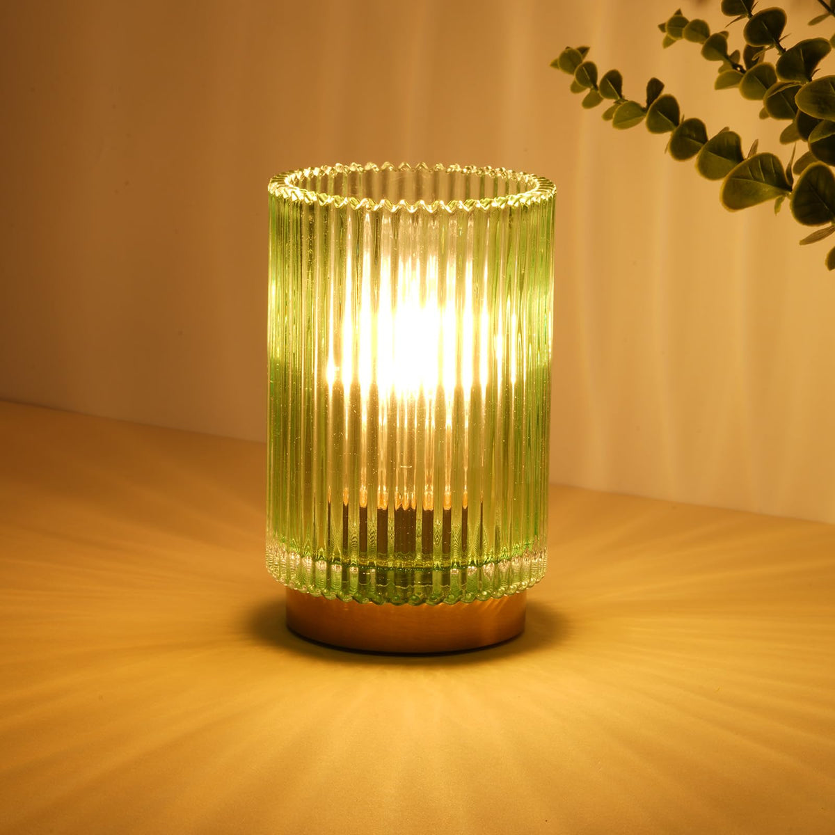 Battery Operated Lamp, Glass Cordless Table Lamp with Timer