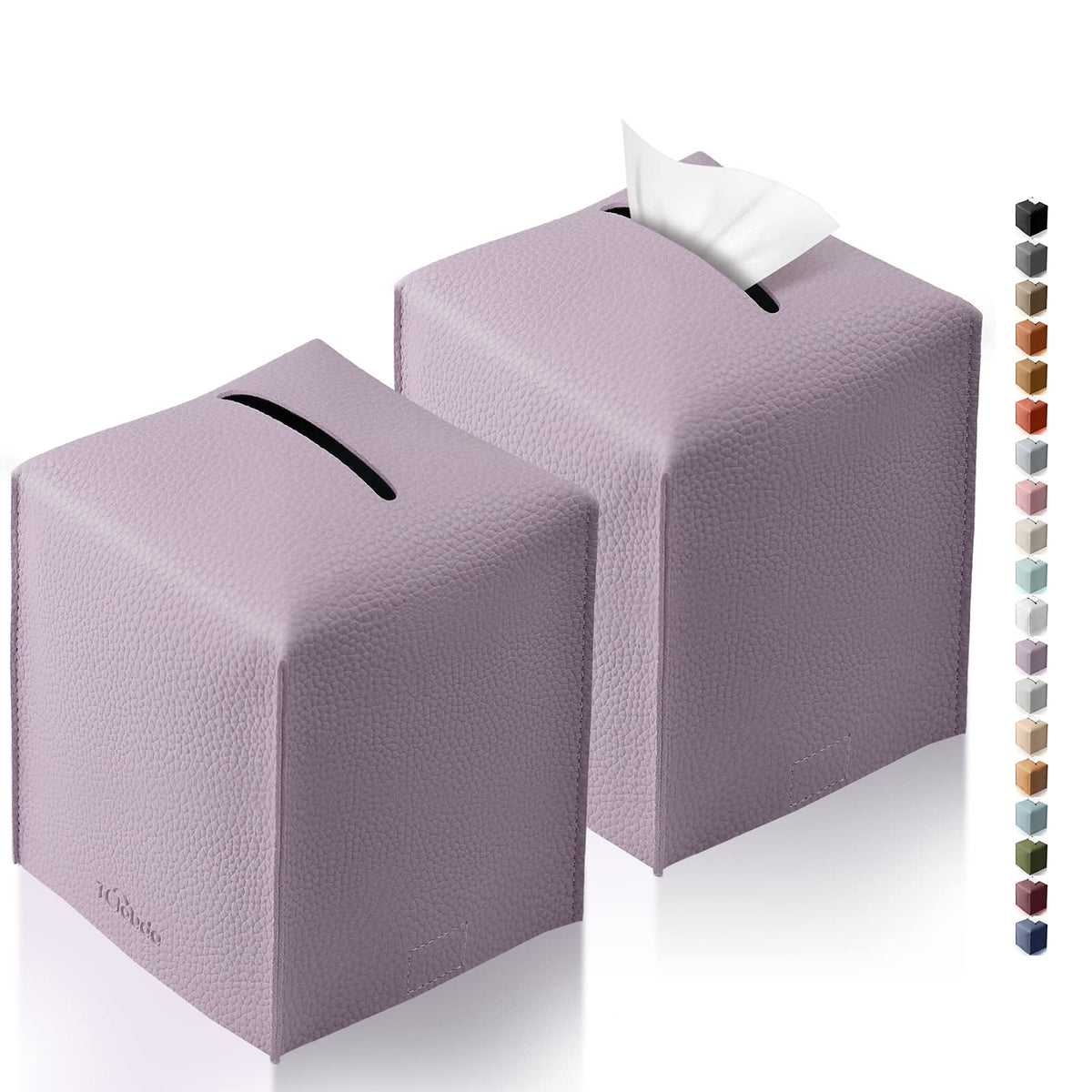 Tissue Box Cover, Tclouda, Modern PU Leather Square Tissue Box Holder for Creative Decorative, 2 Pack, Ideal for Bathrooms/Office/Car/Nightstand/Outdoor Tent/Dining Table, 5"X5"X5", Double Black