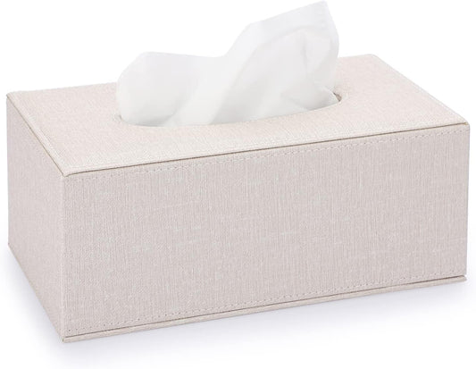 Sumnacon Tissue Box Cover Rectangle Linen Tissue Box Holder，Magnetic Bottom