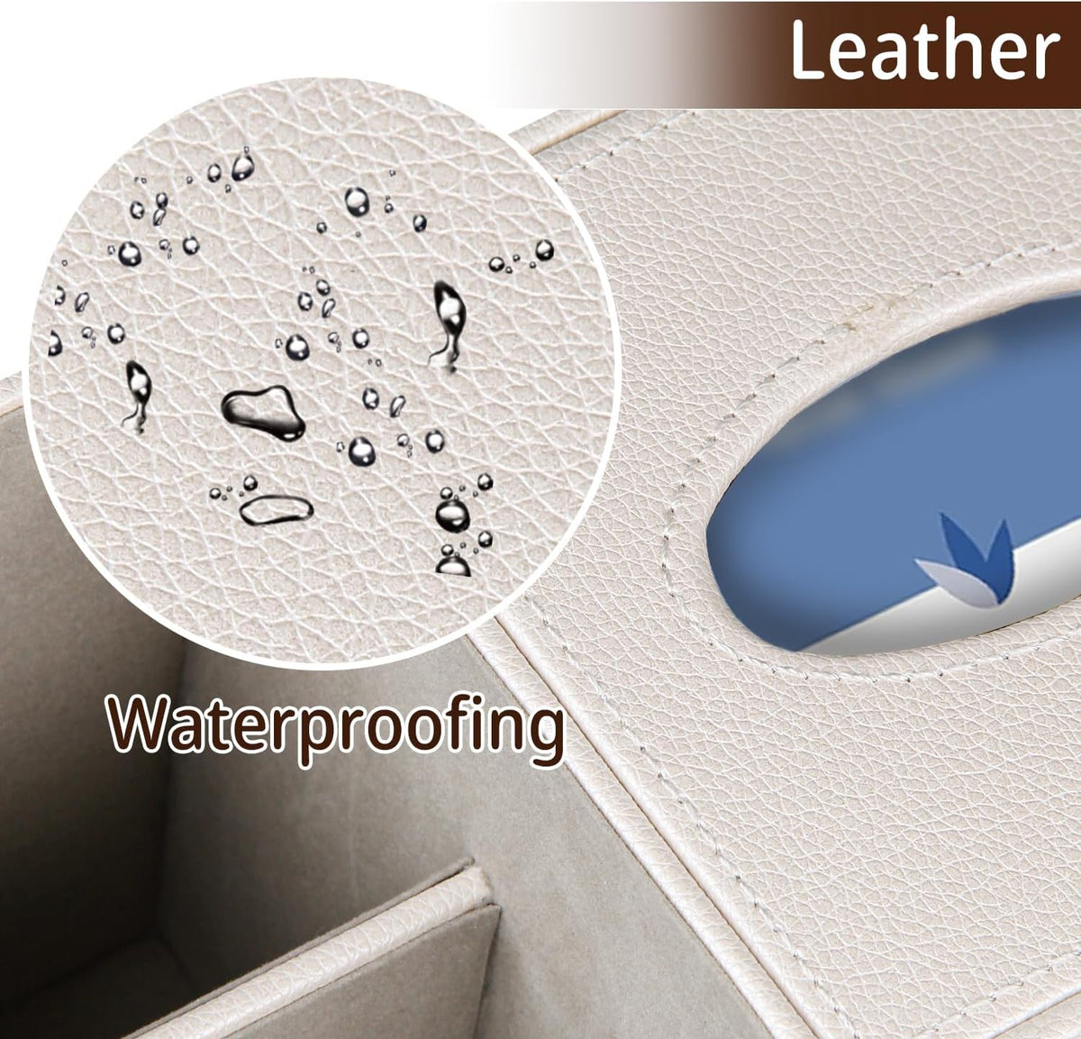 PU Leather Square Tissue Box Cover - Multi-Functional Tissue Box Holder